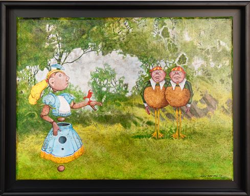Alice in Wonderland paintings by John Hurford for sale, original paintings, devon known artist