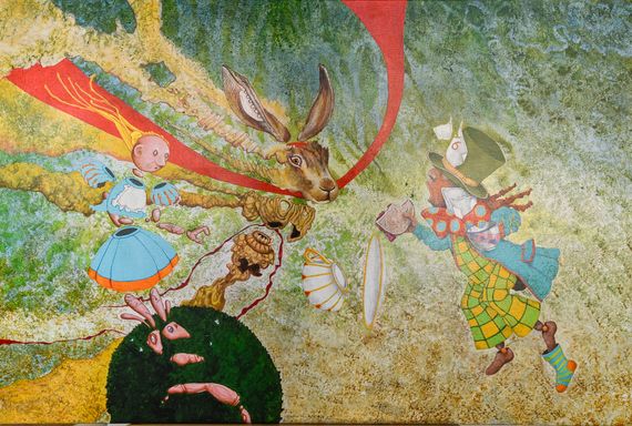 Alice in Wonderland paintings by John Hurford for sale, original paintings, devon known artist