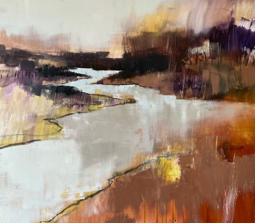 landscape with river painting on canvas