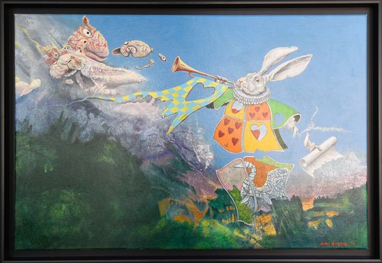 Alice in Wonderland paintings by John Hurford for sale, original paintings, devon known artist